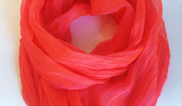 Foulard de type SNOOD Printanier rose orangé 100% soie